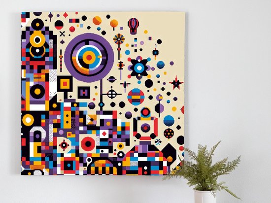 Pixel art dikke dames schilderij | Vrolijke Volumineuze Vrouwen: Een Pixelig Meesterwerk van Kunst | Kunst - 40x40 centimeter op Canvas | Foto op Canvas
