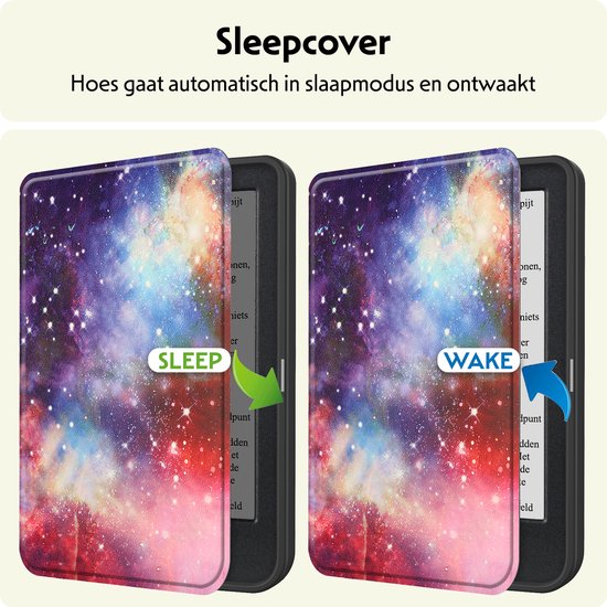 Hoesje Geschikt voor Kobo Clara BW Hoes Bescherm Hoesje Case Sleep Cover Met Screenprotector - Hoes Geschikt voor Kobo Clara BW Hoesje - Galaxy van Hoesje  — afbeelding 4