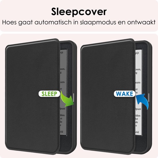 Hoes Geschikt voor Kobo Clara BW Hoesje Bookcase Cover Book Case Hoes Sleepcover Met Screenprotector - Zwart van Merkloos — afbeelding 3