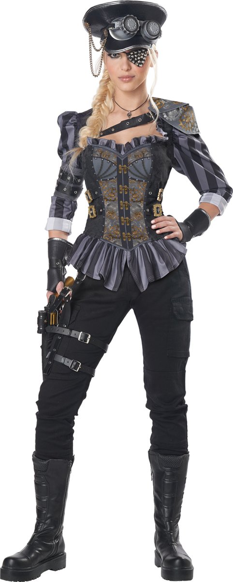 Steampunk Fantasy Volwassenen Vrouwen Grijs Punk en Aso Maat S