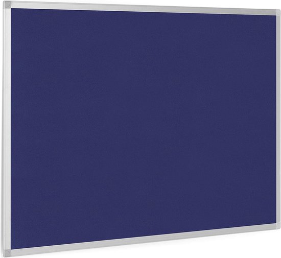 Foto: Prikbord vilten memobord blauw geanodiseerd aluminium omlijsting 105 x 75 cm