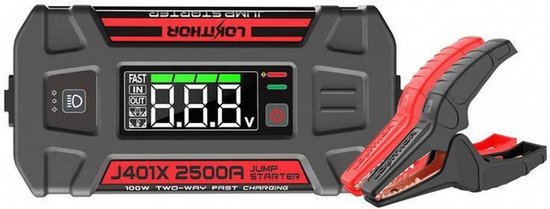 Lokithor Jumpstarter J401X - 12V - Startvermogen 2500A - Powerbank – Zaklamp - Lage zelfontlading