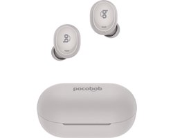 pocobob® TO draadloze oordopjes- Sand Gray (creme wit) - in ear oortjes - bluetooth oordopjes - Met pocobob APP voor je smartphone