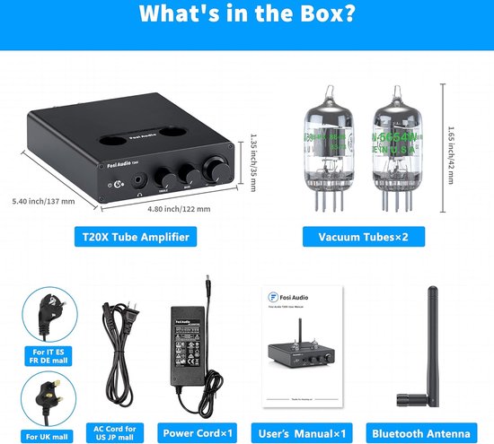 Aplificador Estéreo Bluetooth Fosi Audio BT20A, Aplificador de