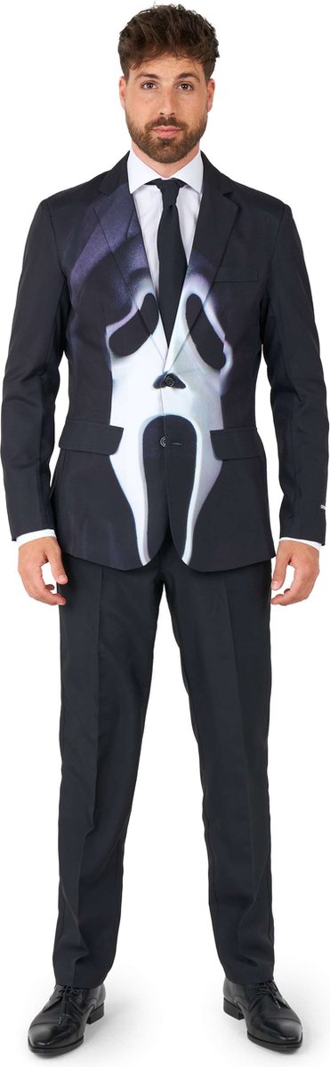 Suitmeister Ghostface - Heren Pak - Halloween Kostuum - Verkleedkleding - Zwart - Maat L