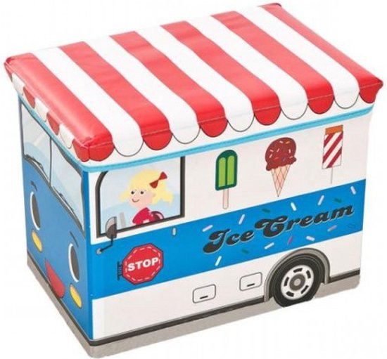 Pliable Tissu Boîte de Opbergbox pour Jouets - Crème glacée Stockage de Voiture - Camion de crème glacée / à Jouets / Jouets Container Organisateur Puffer For Enfants
