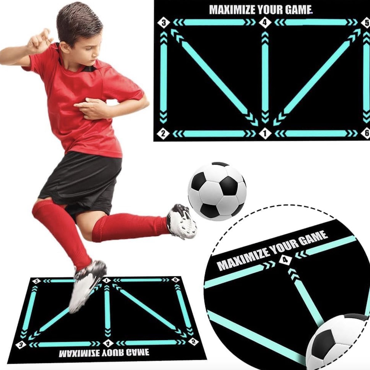 Voetbal Training Matm Stille Voetbal Vaardigheden Mat, Voetstap Training Pad, Voetbal Boren Mat, Indoor Voetbal Training, Antislip Voetbal Training Boren Mat voor Thuis en Gym Training Apparatuur