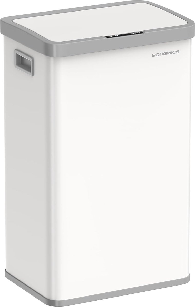 Goedkoopste Prullenbak 68 L - Vuilnisbak met bewegingssensor - Sensor Prullenbak - automatisch - softclose deksel - vastzetfunctie - staal - inclusief 15 vuilniszakken - wolk wit