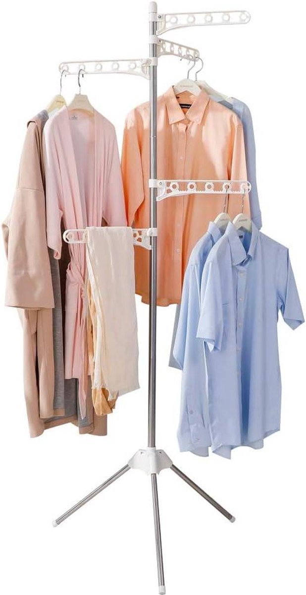 Goedkoopste Opvouwbaar droogrek voor kleren - inklapbaar statief - kleerhanger hoek kledingstuk opslag plank - draagbaar wasorganisator - ivoor folding wall laundry rack