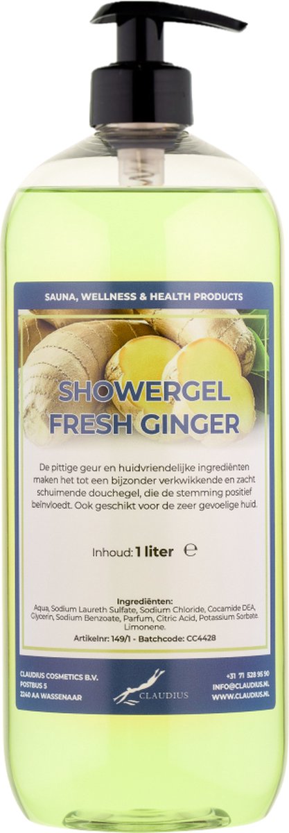 Goedkoopste Douchegel Fresh Ginger 1 liter - met gratis pomp - showergel