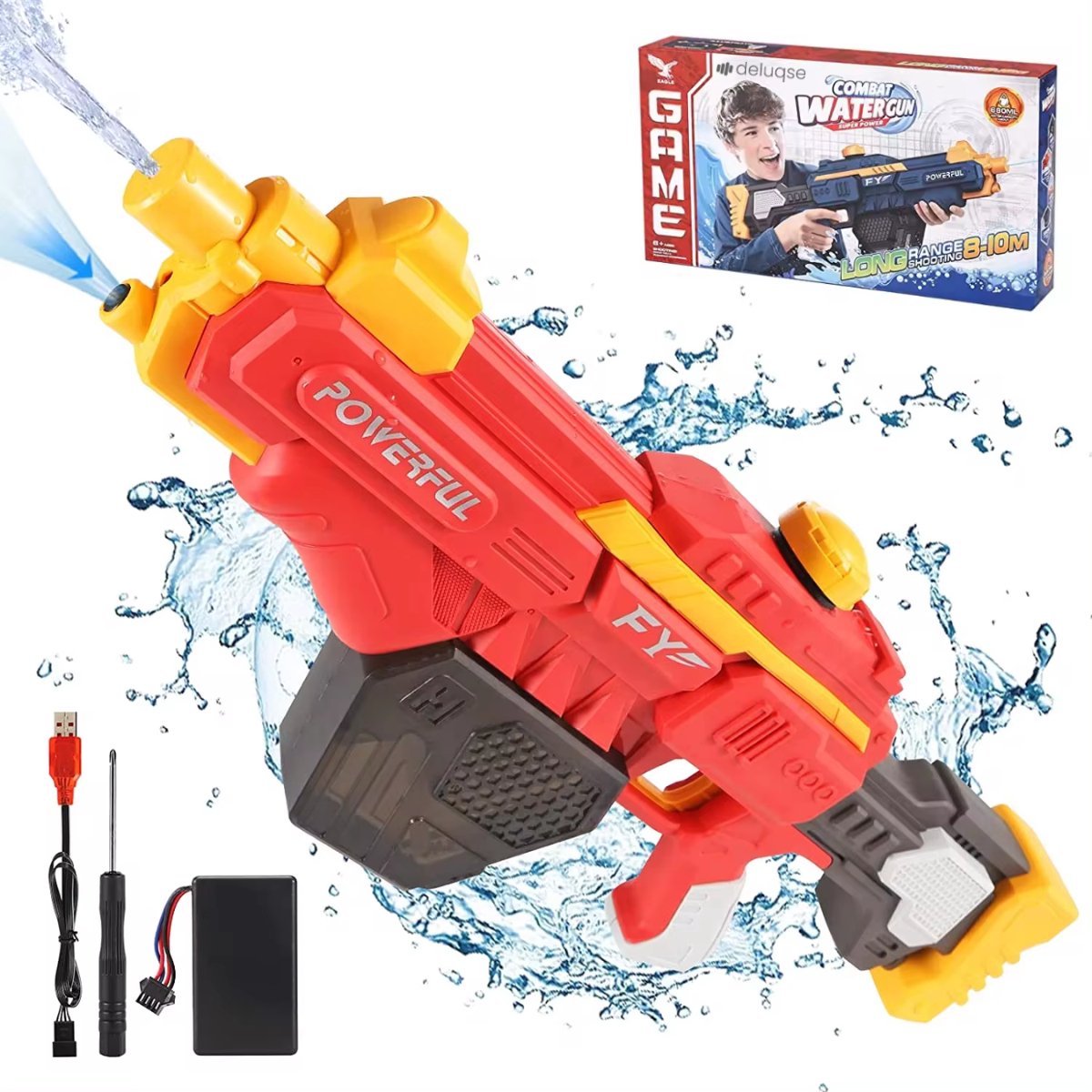 Deluqse Elektrische Waterpistool - 680ml - Super Soaker -Automatisch Waterpistool - Elektrisch Waterpistool - Watergeweer - Rood - Watergun - Voor Jongens & Meisjes