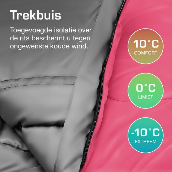Active Era Professional Premium Slaapzak - 300 GSM Vulling en Waterafstotend - Mummieslaapzak met Binnenzak - 4 Seizoenen voor Kamperen, Camping, Backpacken, Hiken, Festivals, Logeren, Buitenhuis - Volwassenen & Kinderen - 220x80cm - Roze van Active Era — afbeelding 3