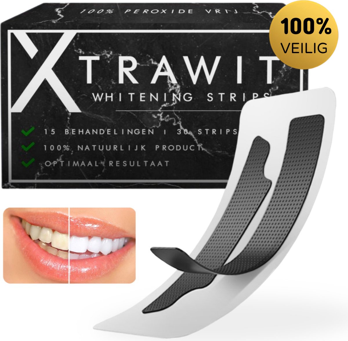 Goedkoopste Xtrawit - Teeth whitening strips - Tandenbleekset - Wittere tanden - Goedgekeurde tandenbleek strips - 30 strips