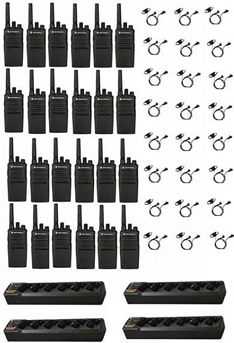 Set van 24 Motorola XT420 UHF IP55 Portofoon met multilader en D-shape oortjes