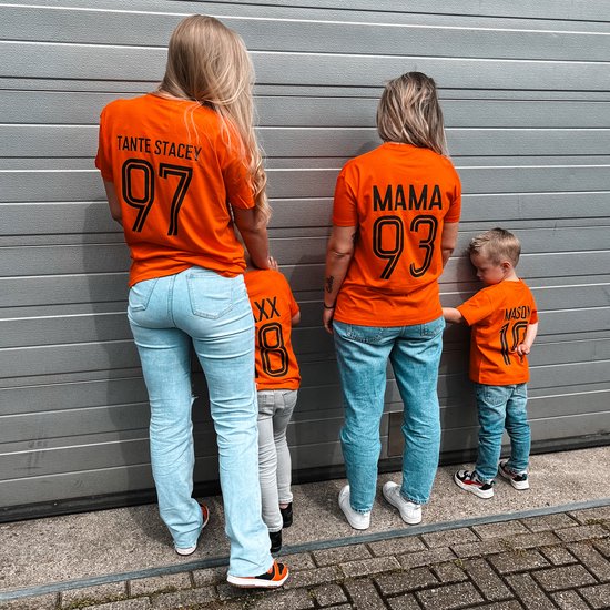 Chemise Oranje - Femme - Numéro de maillot, année de naissance et naam surnom de Maman - Equipe néerlandaise - Nice pour le Championnat d'Europe - Taille L