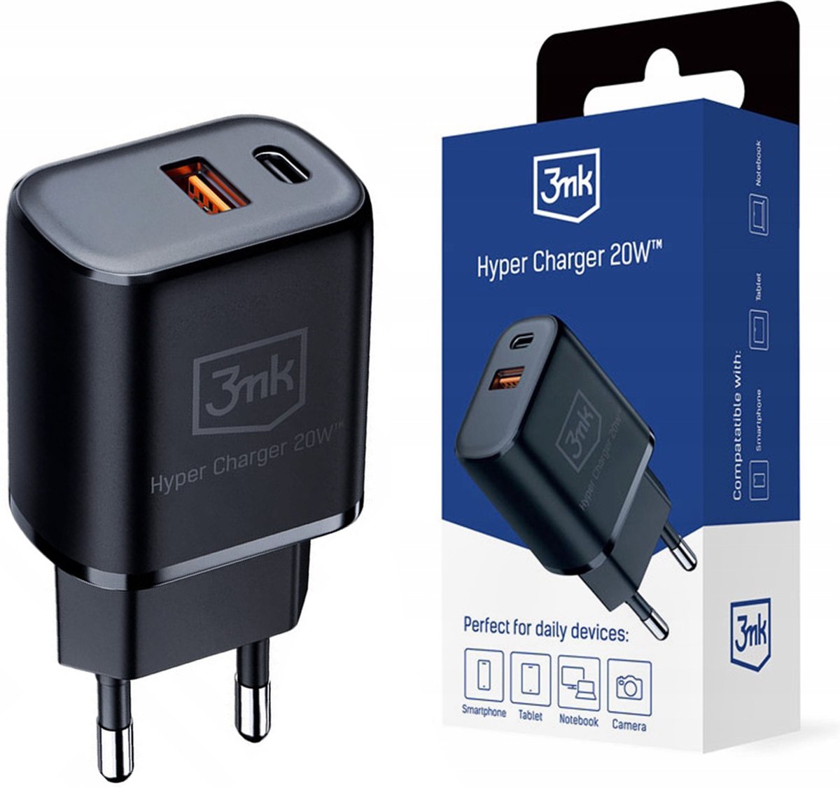3mk Hyper Charger Black Netlader 20W
