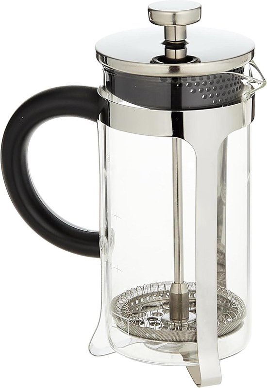 Melitta Koffiezetapparaat van glas, met schaal, French Press, voor koffie of thee, magnetronbestendig, roestvrij staal, 1 l (8 kopjes), premium roestvrij staal