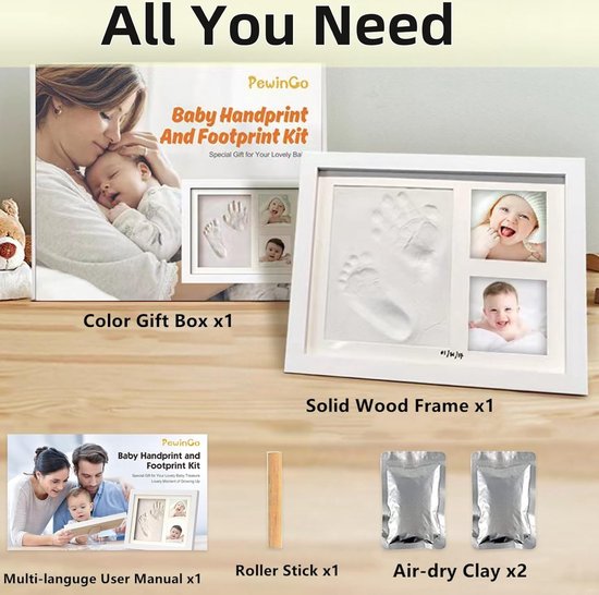 Baby Handafdruk Voetafdruk Herinnerings Kit - Baby Foto´s Fotolijstje voor Pasgeborenen - Babykamer Herinnering Kunst Kit Lijsten van Aitakatta — afbeelding 3