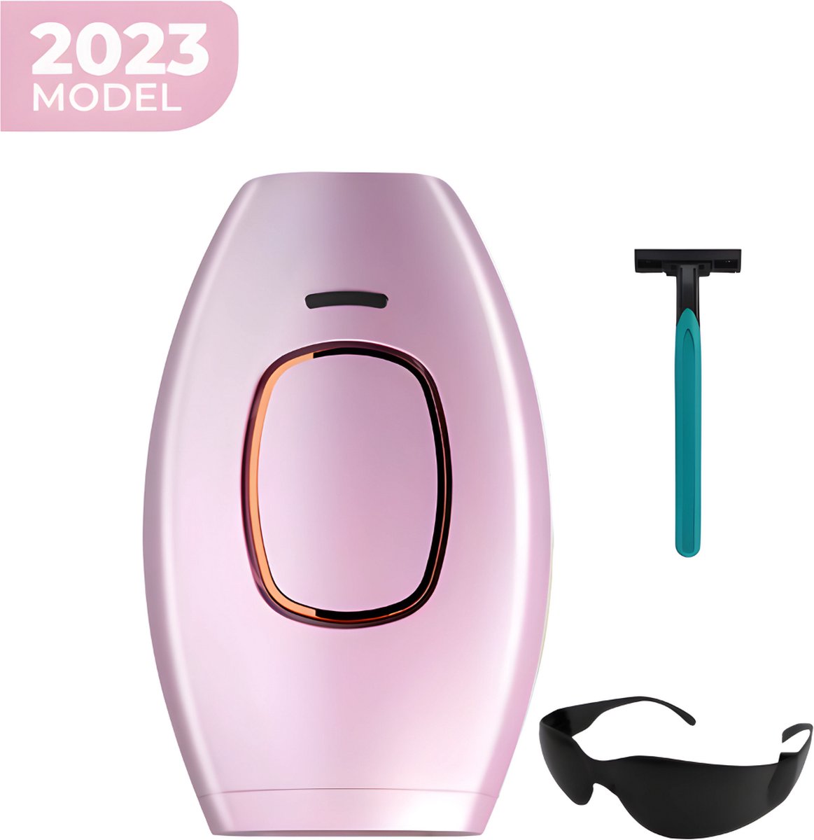 GoGoldPro IPL Ontharingsapparaat Lichtontharing IPL ontharing Zwart Wit & Roze 999.999 Flitsen + Gratis Zonnebril & Scheermes