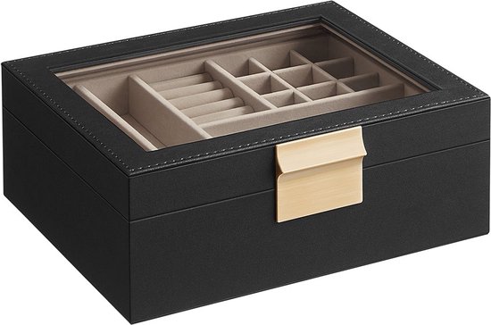Lolalet Opbergdoos voor oorbellen, grote oorbel-sieradenhouder, organizer, sieradendoosje met 2 niveaus, wit Lolalet Opbergdoos voor oorbellen, grote oorbel-sieradenhouder, organizer, sieradendoosje met 2 niveaus, wit