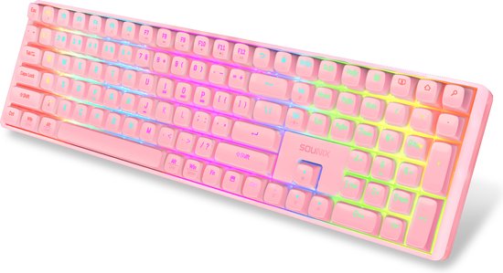 Sounix Mechanisch Gaming Toetsenbord - Mechanisch Qwerty Gaming Toetsenbord - 111 Keys - RGB Effect - US Qwerty - Roze