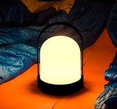 Narvie - Lampe de table LED portable noire - Fonctionne sur piles - Lumière Wit chaude - Intensité variable - Idéale pour le camping