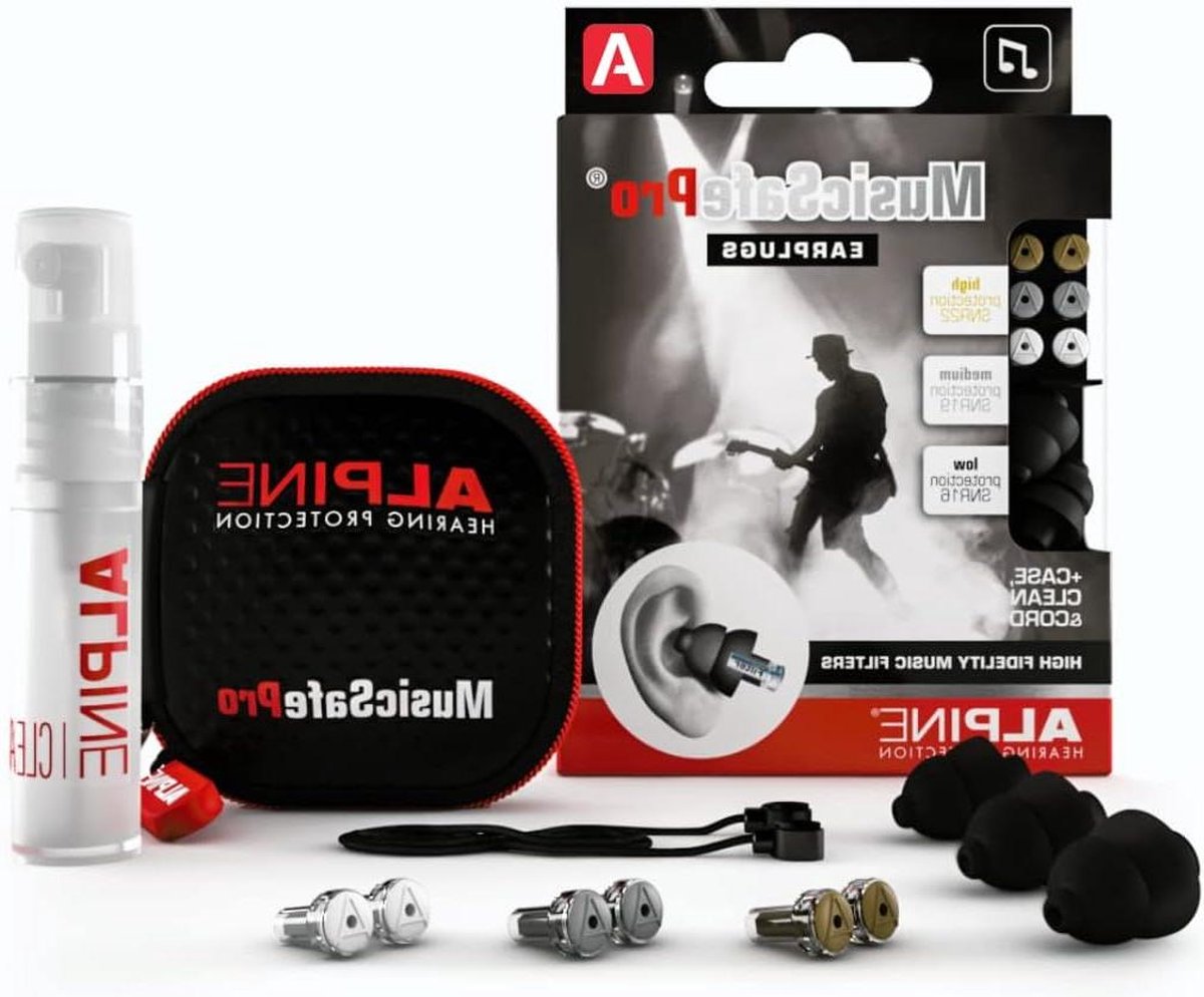 Goedkoopste Premium Gehoorbescherming voor Muziekevenementen en Concerten - Alpine MusicSafe Pro - Verwisselbare Filters 16dB/19dB/22dB - Zwart Earplugs