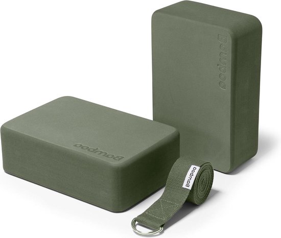 Foto: Yogablokken set groen ronde hoeken eva foam 2 yoga blokken gratis yoga riem yoga block wood