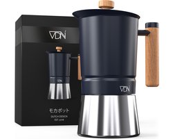 Moka Pot 300 ml 6 kops - Inductie of alle andere soorten warmtebronnen - Percolator - RVS met houten handvat - Espresso maker - VDN Moka Pot 300 ml 6 kops - Inductie of alle andere soorten warmtebronnen - Percolator - RVS met houten handvat - Espresso maker - VDN
