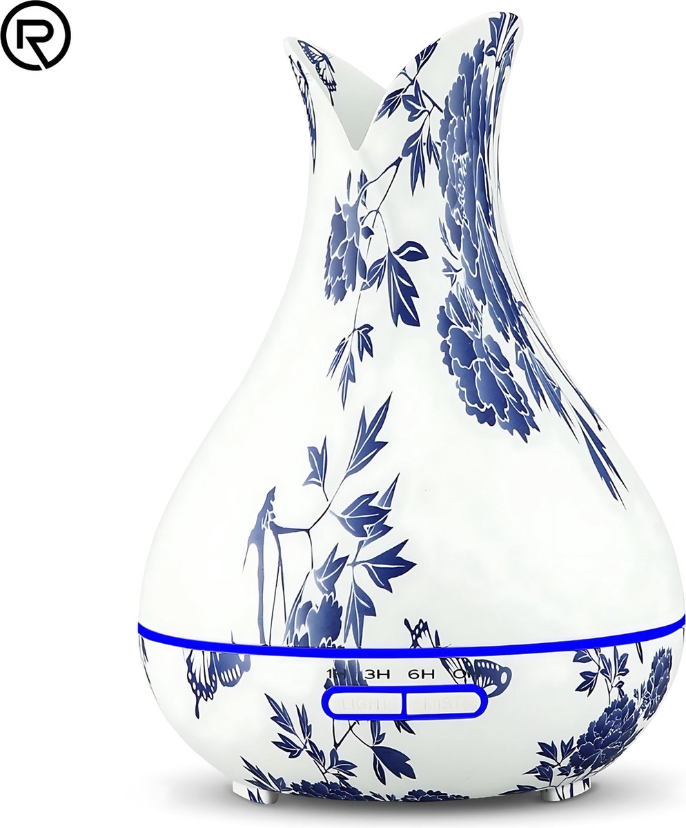 Goedkoopste Aroma Diffuser Delftsblauw 10ML Essentiele Olie - Luchtbevochtiger Aromatherapie - Geurverspreider - 400 ML