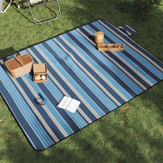 vidaXL Picknickkleed - Opvouwbaar - 200x150 cm - Blauw/Wit Picknickdekent - Buiten Dekens - Camping Matras - Picnic Blanket - Strandlaken van Vidaxl — afbeelding 2