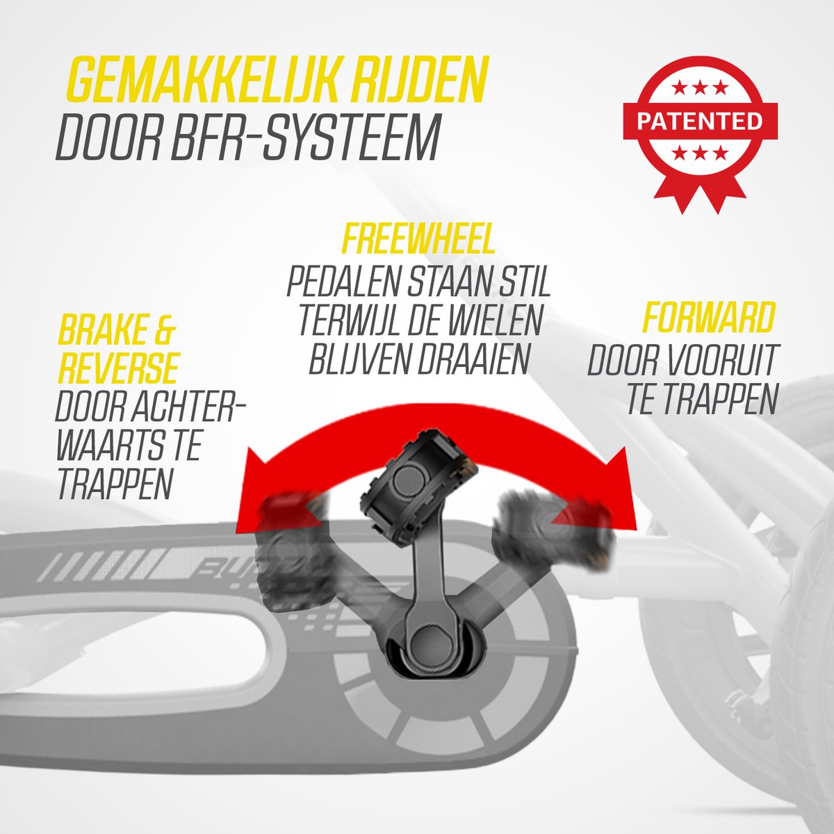 BERG Buddy Cross Yellow Skelter - 3+ Jaar - All Terrain Luchtbanden - Verstelbare Stoel - inclusief Soundbox - Vrijloopautomaat - Zwart/Geel — afbeelding 5