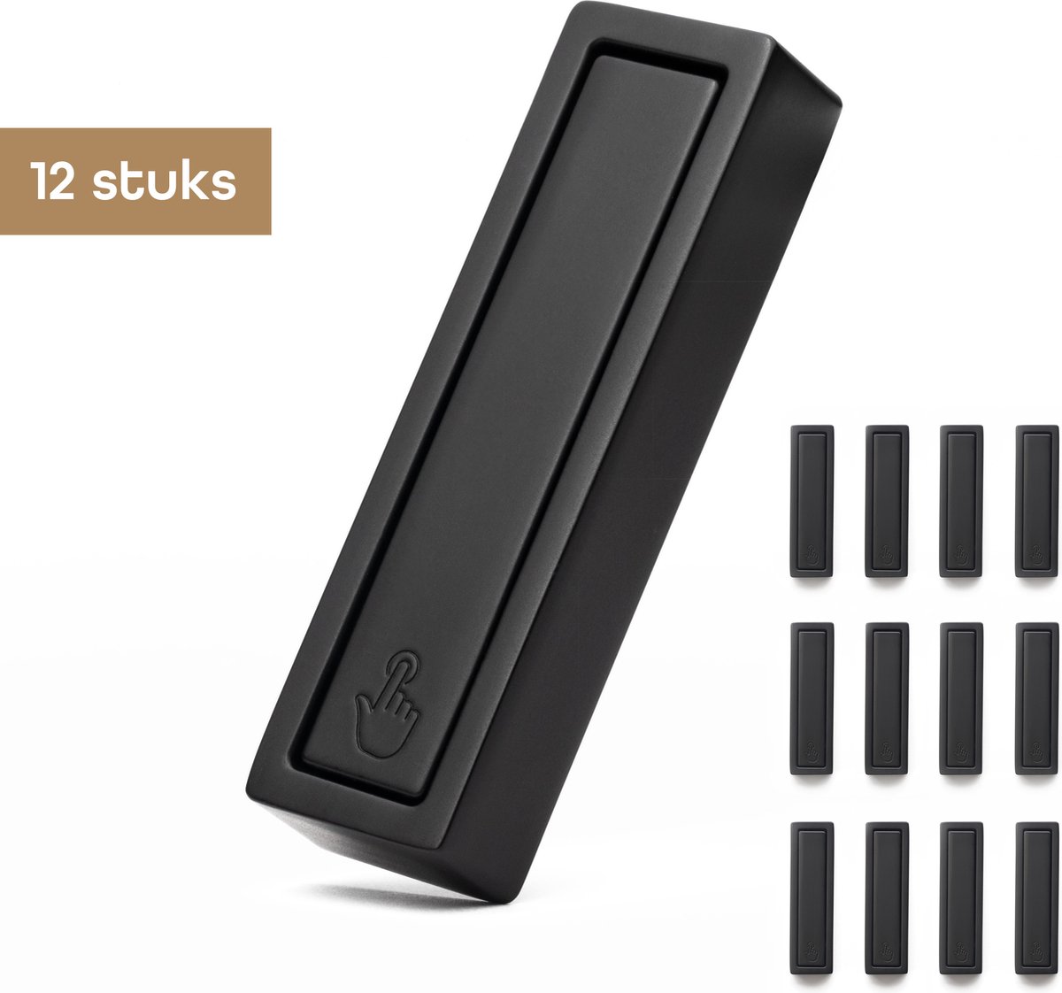 Baulk® - Ophanghaken – Jashaak – Muurhaak – Multifunctioneel – Buiten & binnen – Tot 15Kg – Minimalistisch – Zwart – Klein – RVS – Modern - 12 stuks