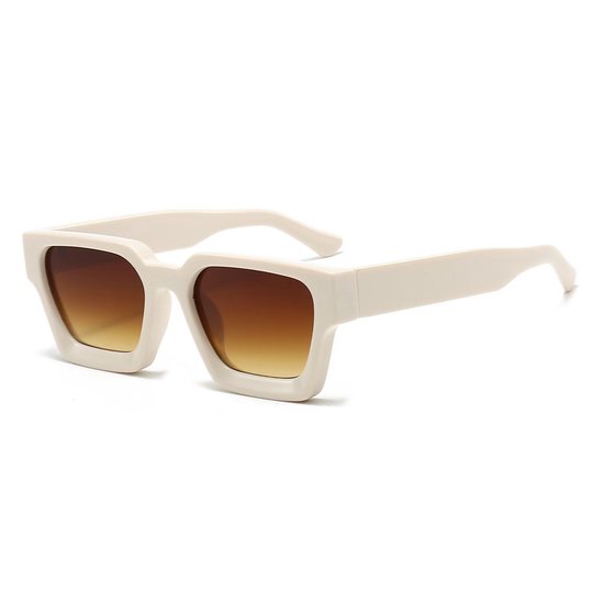 Zonnebril vierkant - Zonnebrillen - Festival bril - Rave bril - Glasses - Dik montuur - Beige met bruine lenzen van Gobi Amsterdam — afbeelding 3