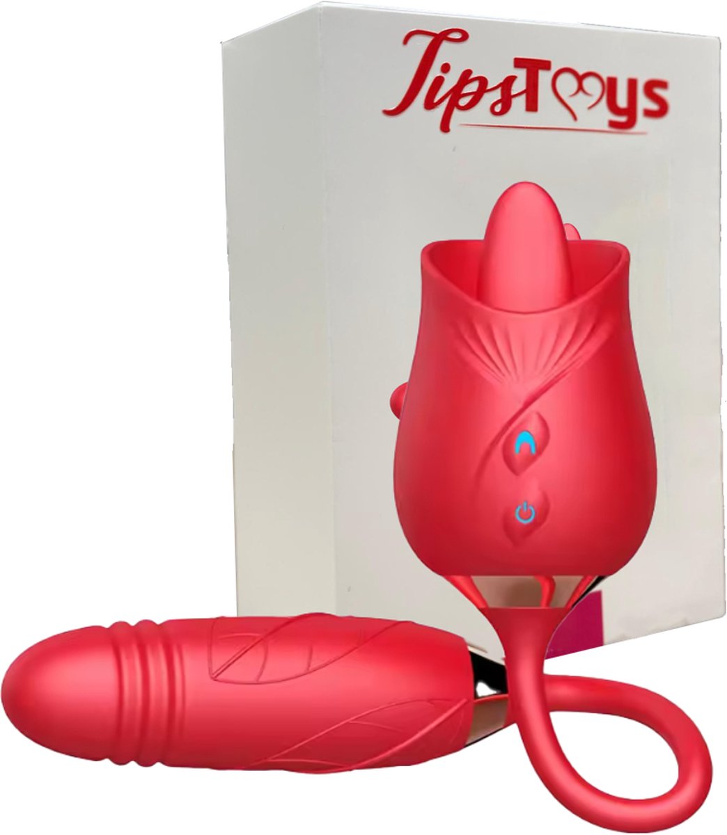 TipsToys Vibrators Vibrerende Tong Roos - SexToys voor Vrouwen Clitoris Stimulator Rood