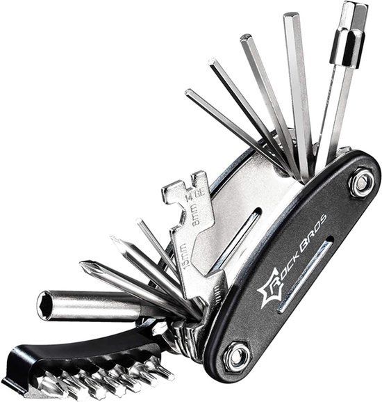 Wukong Reparatieset voor fietsreparatieset, multitools 16-in-1 fietsgereedschap, bandenlichter