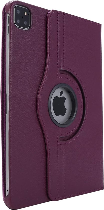 Hoes Geschikt Voor Apple iPad Pro 13 Inch (2024) 360 Graden Draaibaar Hoes Paars - Auto Sleep/Wake & Standaard Functie - Draaibare Smart Cover Case - PU Leren Multi-Stand Flip Sleeve