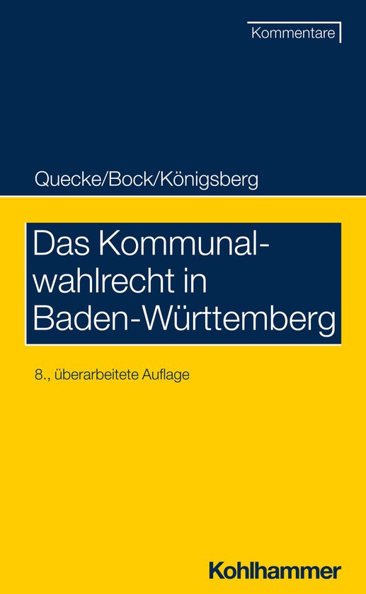 Das Kommunalwahlrecht in Baden-Württemberg - cover