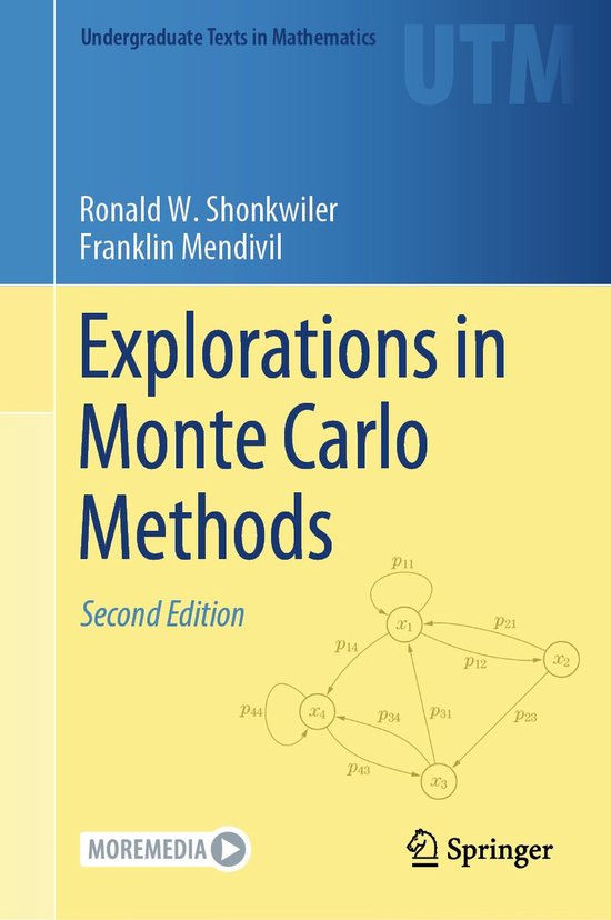 Boekcover 'Explorations in Monte Carlo Methods', met wiskundige formules en een diagram.