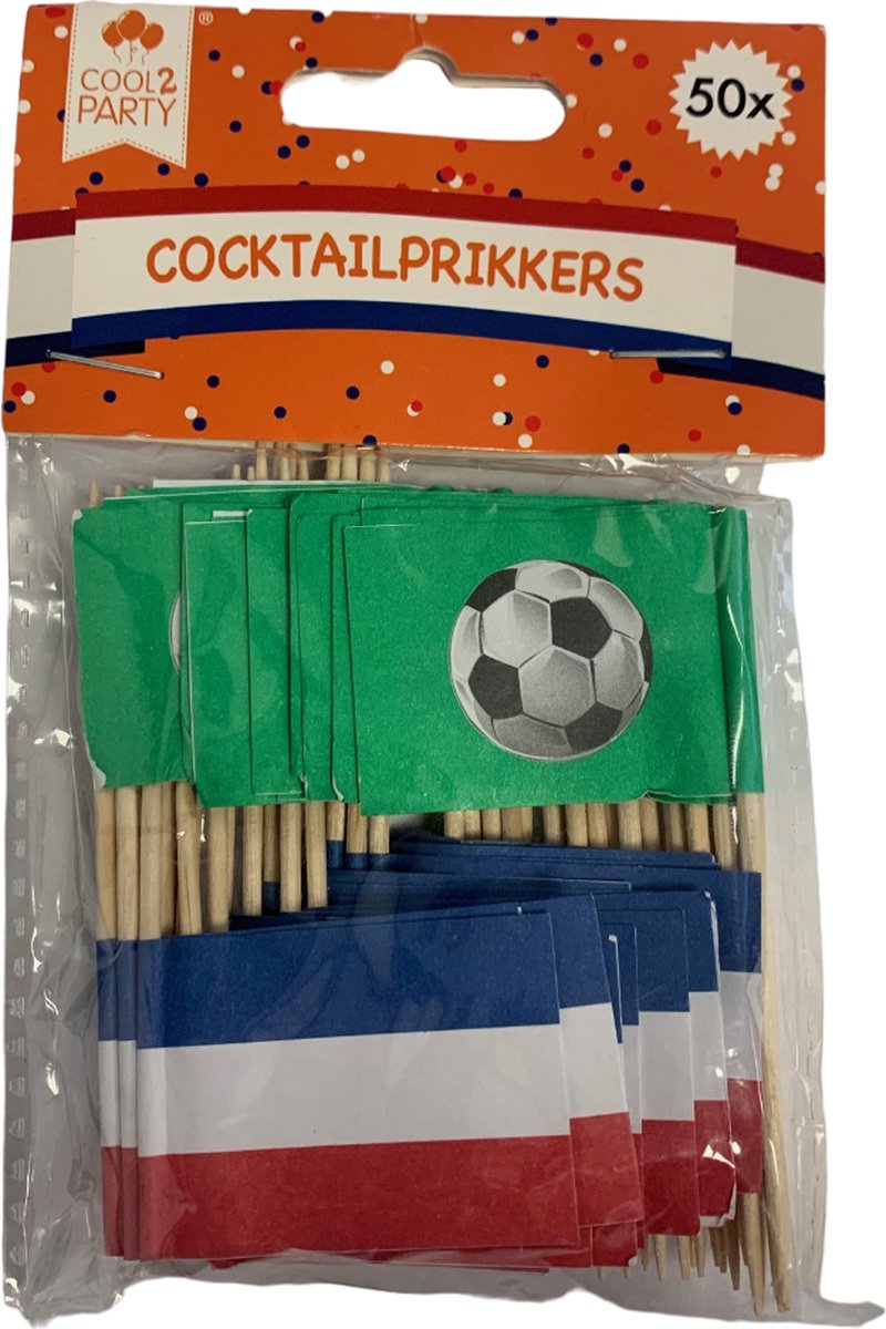 Cocktailprikkers Voetbal - 50 stuks - Holland - Nederland - WK / EK voetbal accessoires