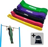 KRAKEN Power Bands Set - 5 Weerstandsbanden 100% Premium Latex 208 cm - 5 mm Dik - Weerstand tot 57 kg - Pull Up en Chin Up Leren - Dips en Push Up Assistentie - Calisthenics, Crossfit en Mobility - Full Body Workout Thuis en Gym - inclusief Draagtas
