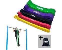 KRAKEN Power Bands | Weerstandsbanden | 5-Set Fitness Resistance Bands | Compleet Pull up Pack Elastiek Fitness Banden | Sport Elastieken | Fitnessbands | Calisthenics en Crossfit | Powerlifting banden voor Full Body Workout | incl GRATIS Draagtas