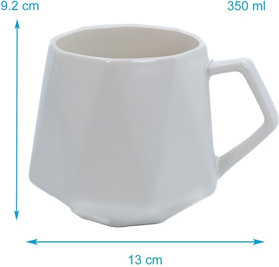 Intirilife Koffiekop In Wit Een Inhoud Van 400 Ml   12 5 X 7 1 9 4 X 10 5 Cm   Theekopje Met Geribbeld Patroon Mok Met Handvat Drinkbeker Voor Koffie Thee Melk Cacao En Nog Veel Meer 738514180