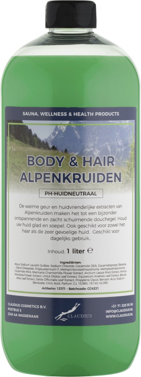 Goedkoopste Body & Hair Alpenkruiden 1 liter - 2 in 1 voor lichaam en haar.