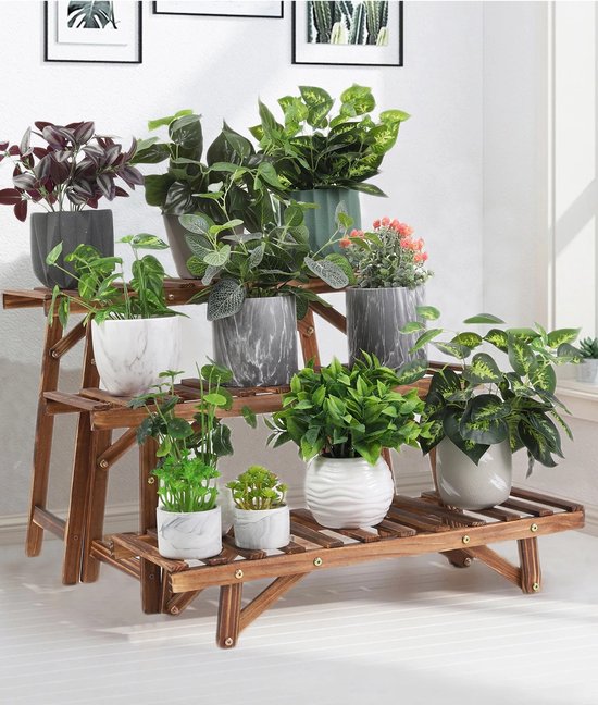 houten-plantenrek-ladder-planken-planten-standaard-3-laags