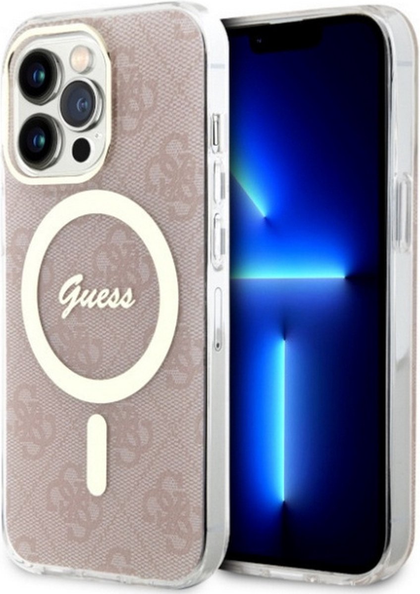 Guess 4G Back Case (MagSafe Compatible) - Geschikt voor Apple iPhone 13 Pro Max (6.7") - Roze