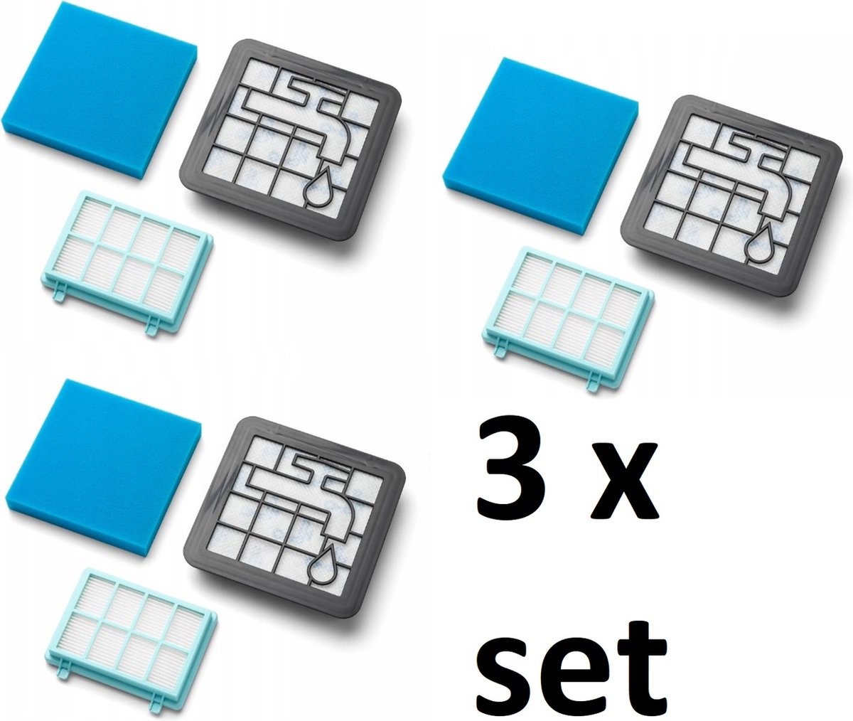 3x Filters - set vervanging voor PHILIPS PowerPro FC8010/02 - PHILIPS PowerPro Compact PowerPro Active - PHILIPS FC9328, FC9329, FC9330, FC9331, FC9332, PowerPro Compact FC9333, FC9334, FC9349, FC9350, FC9351, PowerPro City FC9352, FC9353 PHILIPS