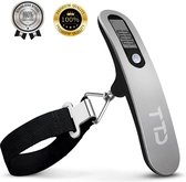 TTD® Kofferweegschaal - Weegcapaciteit 50 kg - Bagageweegschaal - Bagageweger - Hangweegschaal - Digital Luggage Scale - Kofferweger - Reizen met Vliegtuig - kg/g/lbs/oz - Inclusief Batterijen - Zwart