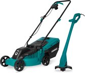 VONROC Grasmaaier 1300W en Grastrimmer 300W – Complete set – 32 cm maaibreedte - Drie instelbare maaihoogtes: 30/50/70 mm - Incl. 30L Opvangbak