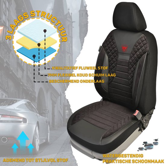 ORAWLE Stoelhoezen Auto Autostoelhoezen Universele Set voor Land Rover Evoque Discovery Sport Range Rover Velar Discovery 3/4/5 Auto Accessoires: Rood